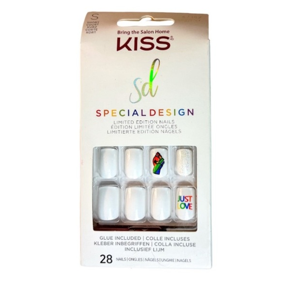 NIB KISS Special Design Fake Nails, Short SD13X - Just Love 28 Ct Rainbow Pride - Picture 11 of 13